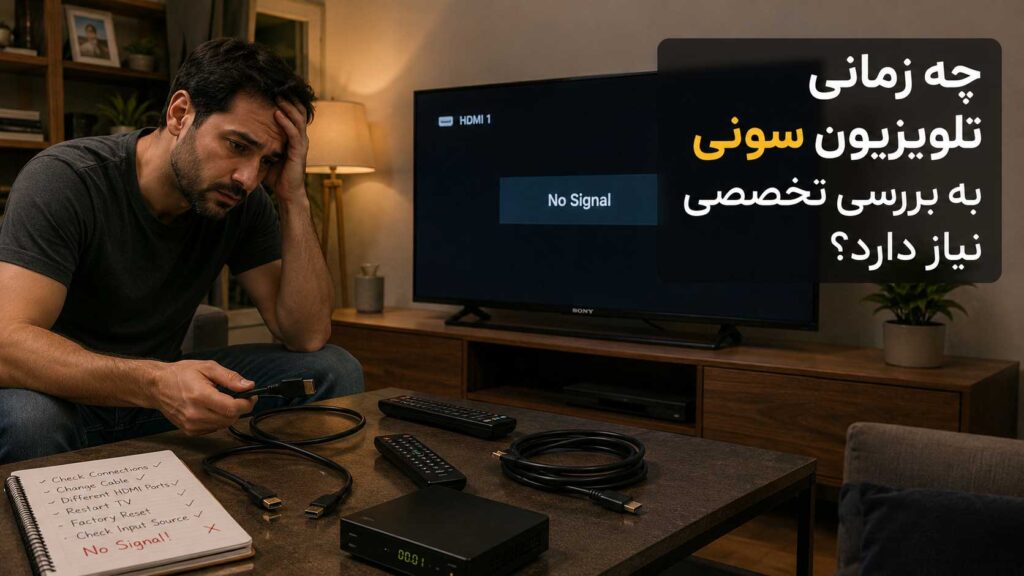 کاربری که همه راههای رفع پیغام No Signal را امتحان کرده اما تلویزیون سونی همچنان تصویر ندارد